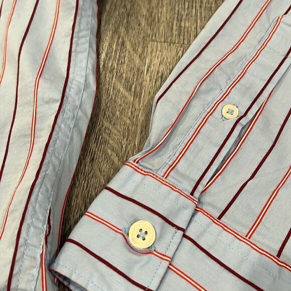 Todd Snyder Men’s blue red stripe button down - M - Picture 4 of 8